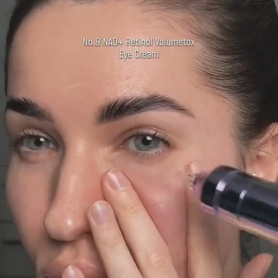 Supplier-provided demonstration: applying Numbuzin No.9 eye cream under the eye.