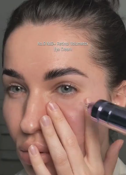 Supplier-provided demonstration: applying Numbuzin No.9 eye cream under the eye.